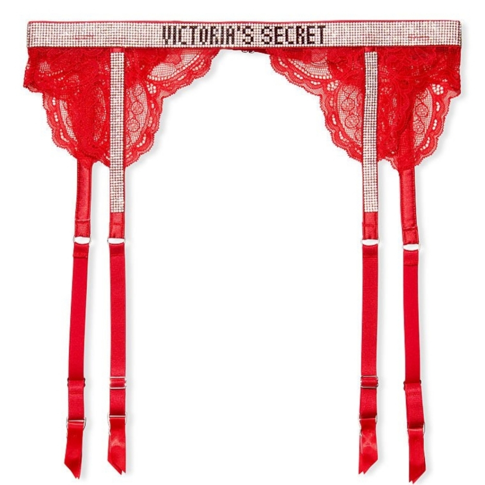 NWT Victoria's Secret Very Sexy Shine Strap Logo Lace Garter Belt